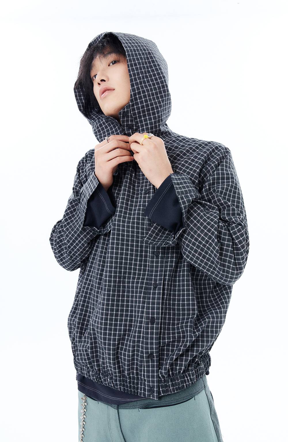 V NECK PIQUE RAGLAN TEE / NAVY