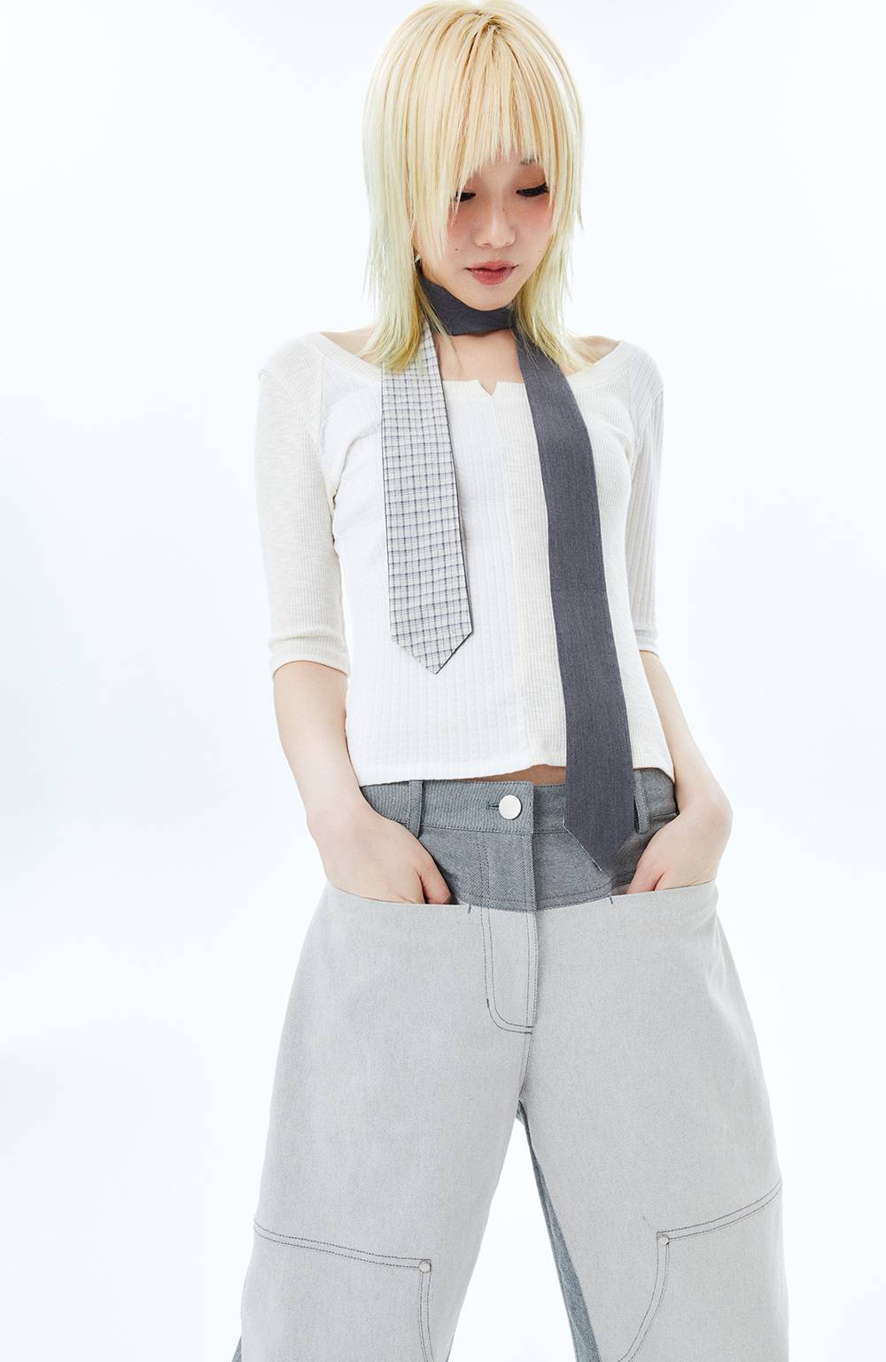 2-WAY TIE SCARF / GRAY