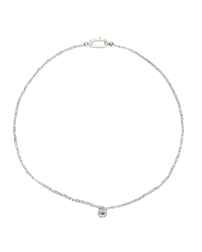 silver ugly donut metallic crochet necklace