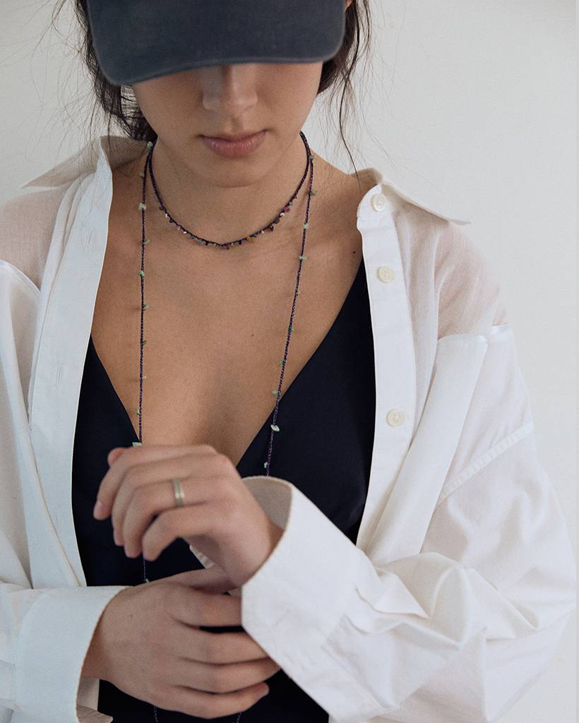 multi-chips Ⅱ metallic crochet necklace