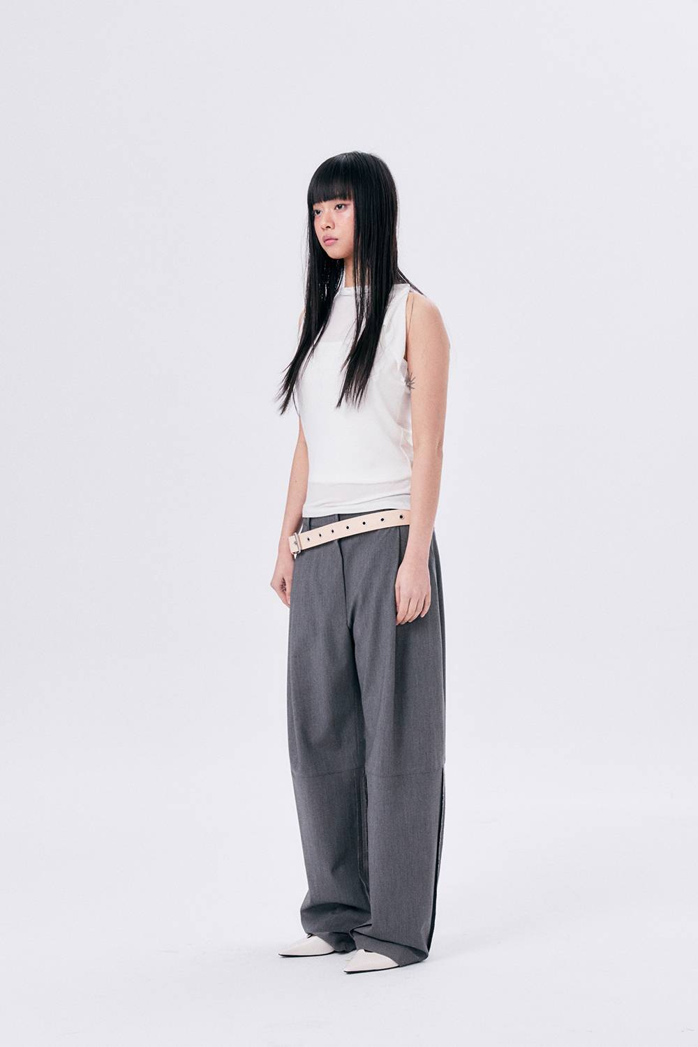ONE TUCK WOOL PANTS 2 / GRAY