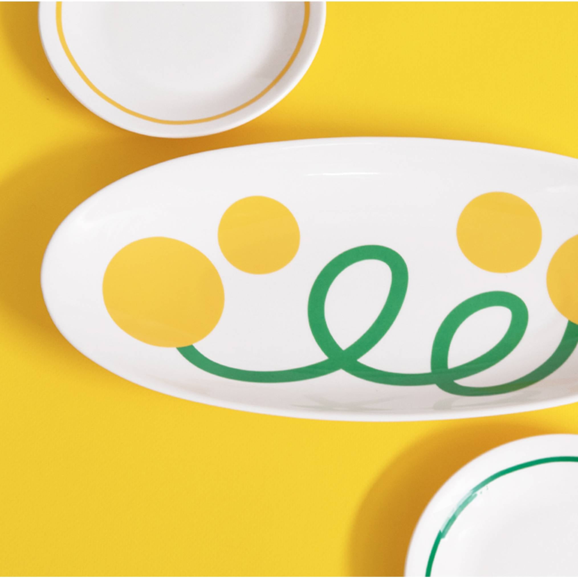 옐로우 플라워 롱 오발 플레이트