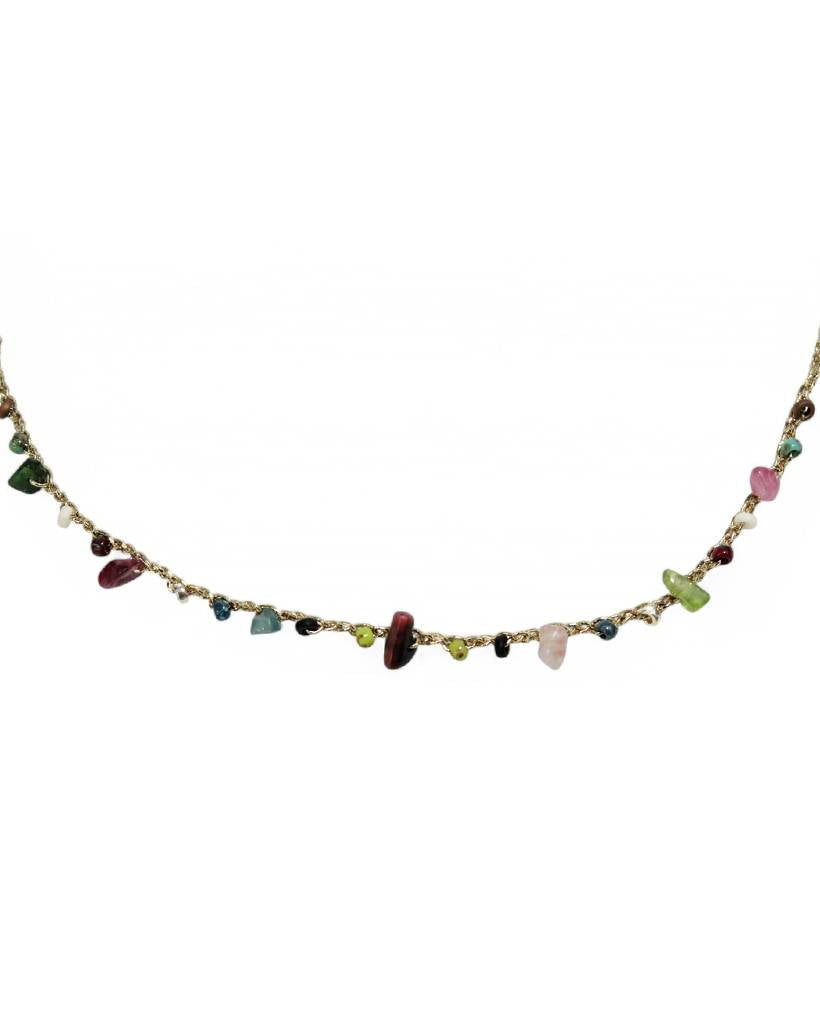 multi-chips Ⅱ metallic crochet necklace