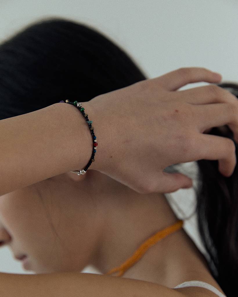 night of village  metallic crochet bracelet (bold)