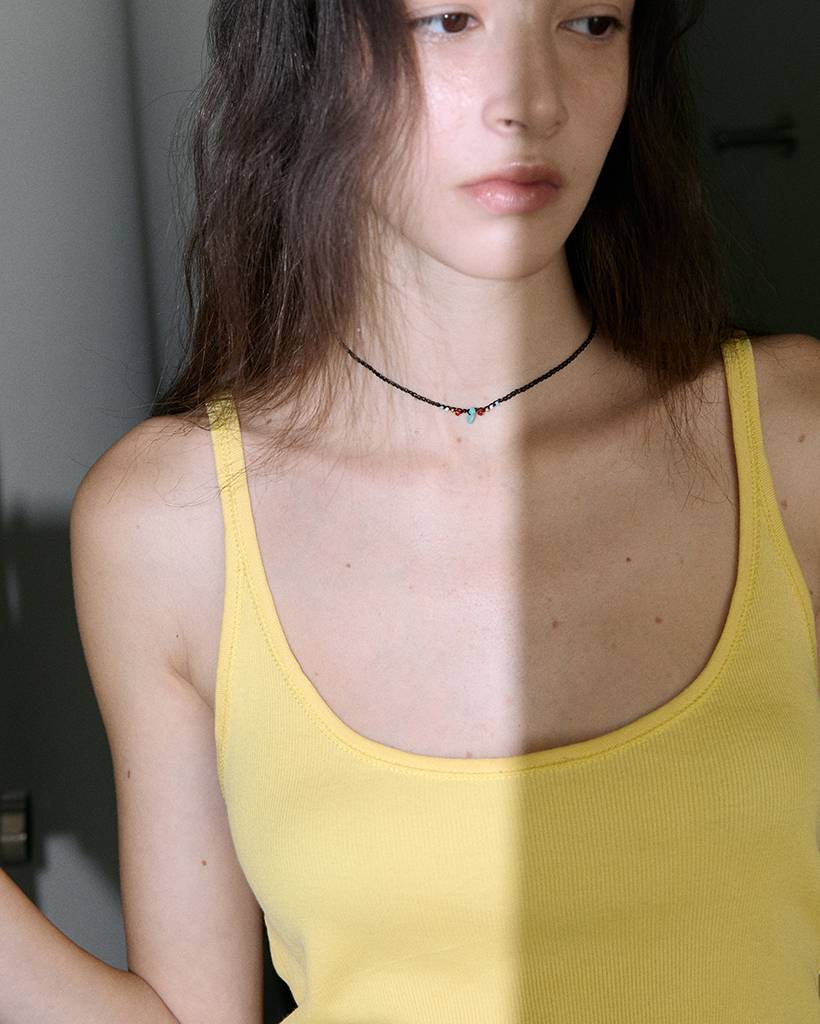 aztec salad metallic crochet necklace