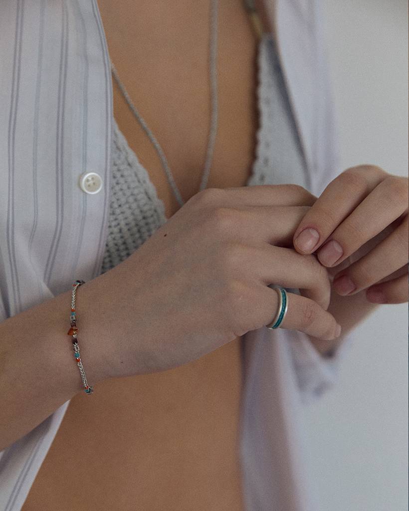 crochet ring/ cerulean blue