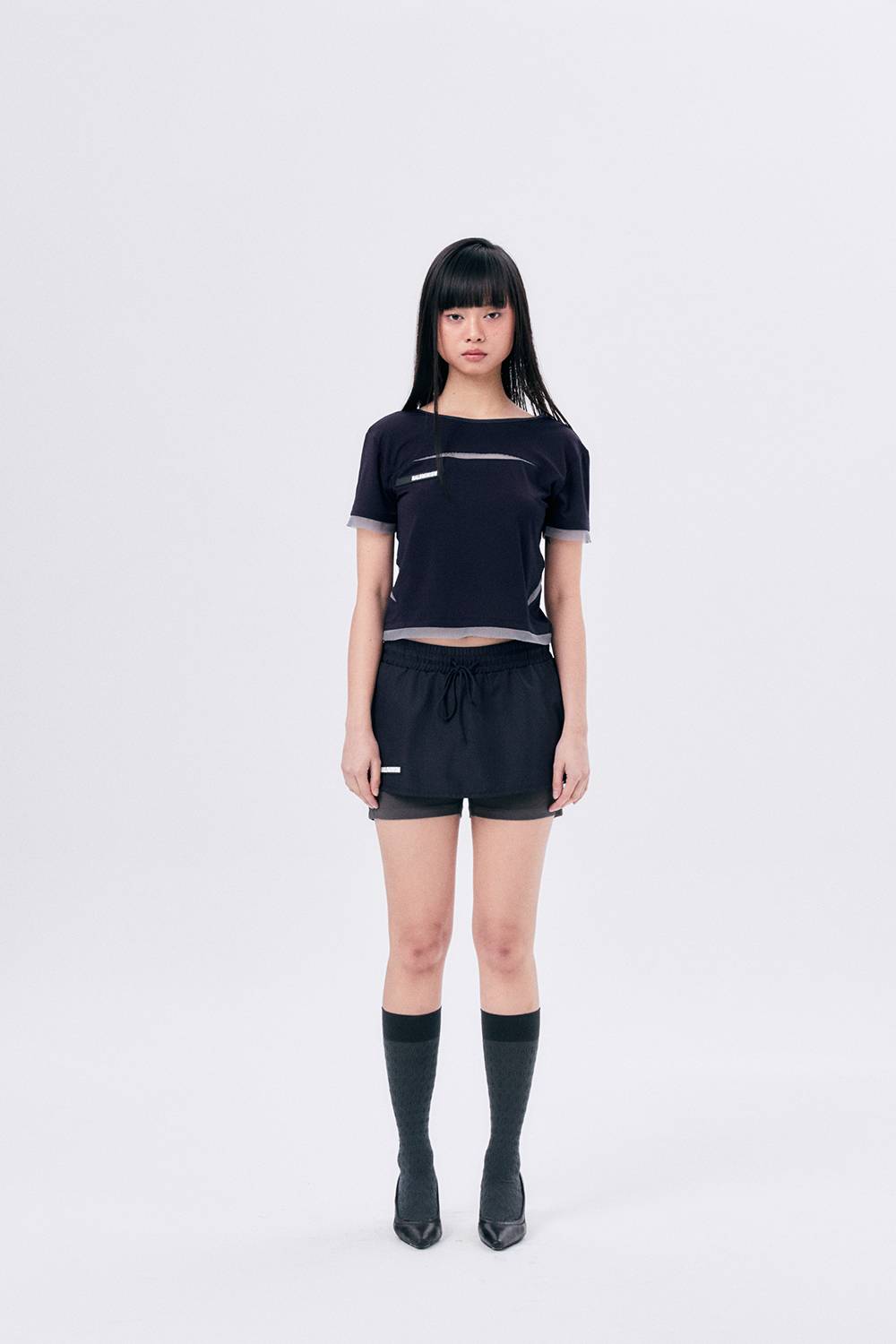 MICRO MESH SKIRT PANTS / NAVY - HALOMINIUM  할로미늄 - CAVA LIFE