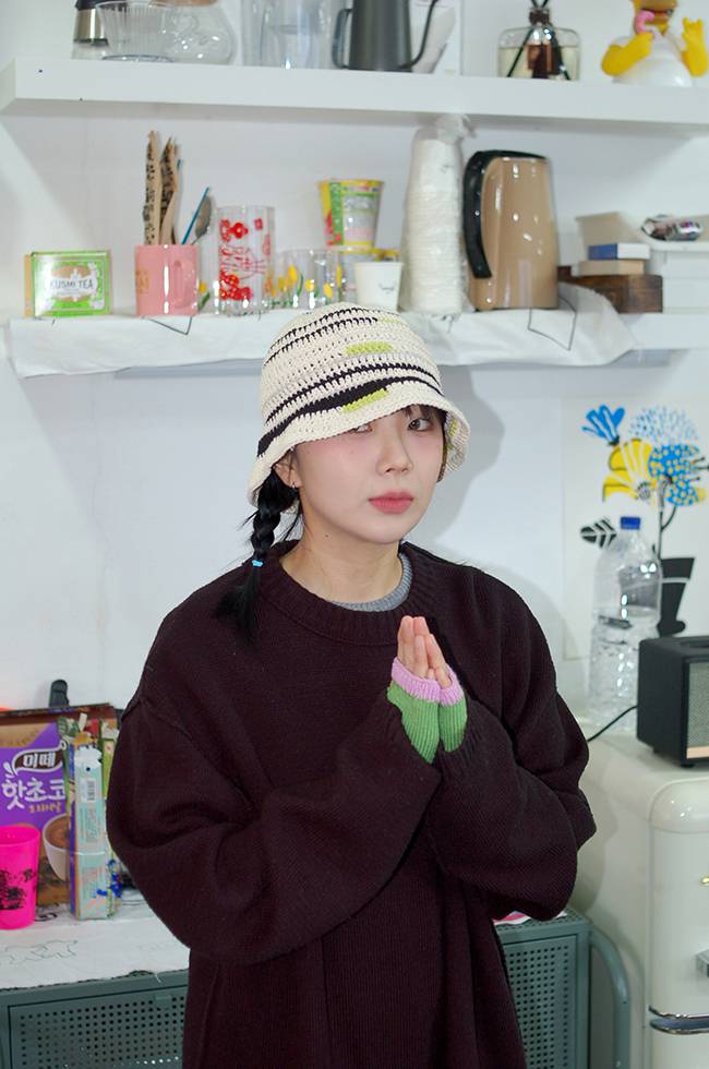 VHS PATTERN BUCKET HAT - IVORY / LIME - saltybutterhandworks 솔티버터핸드웍스 - CAVA LIFE