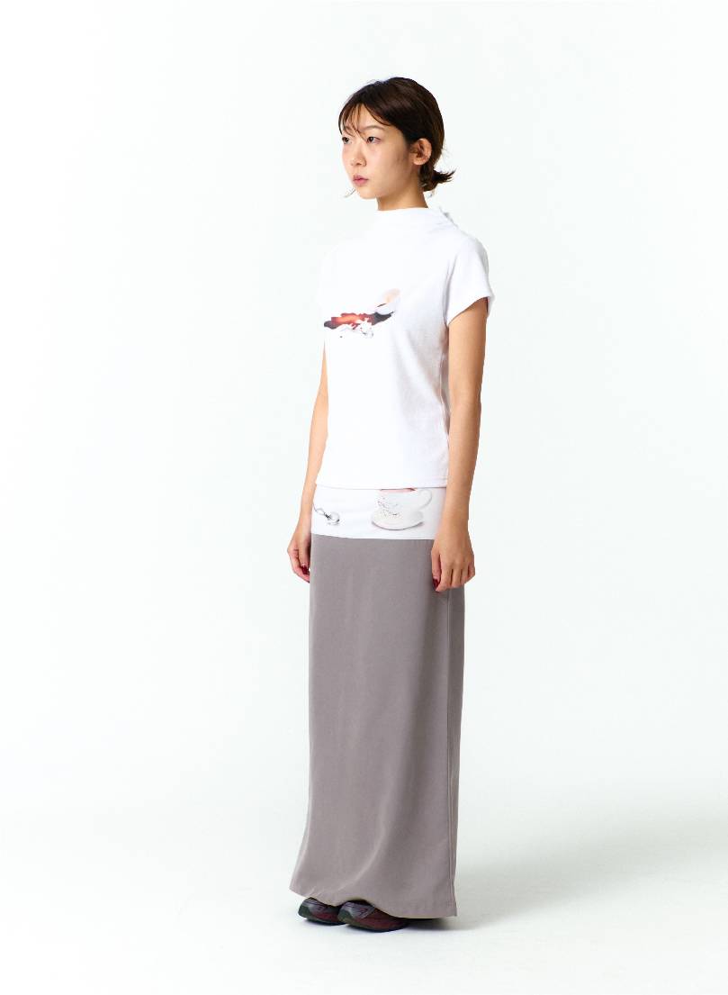 MEDITATIVE IMAGE MAXI SKIRT (GRAY)