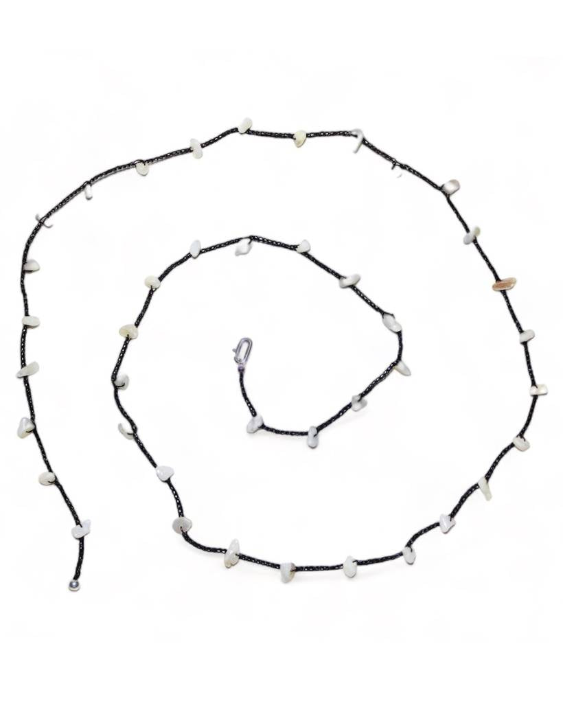 mother of pearl metallic crochet bodychain