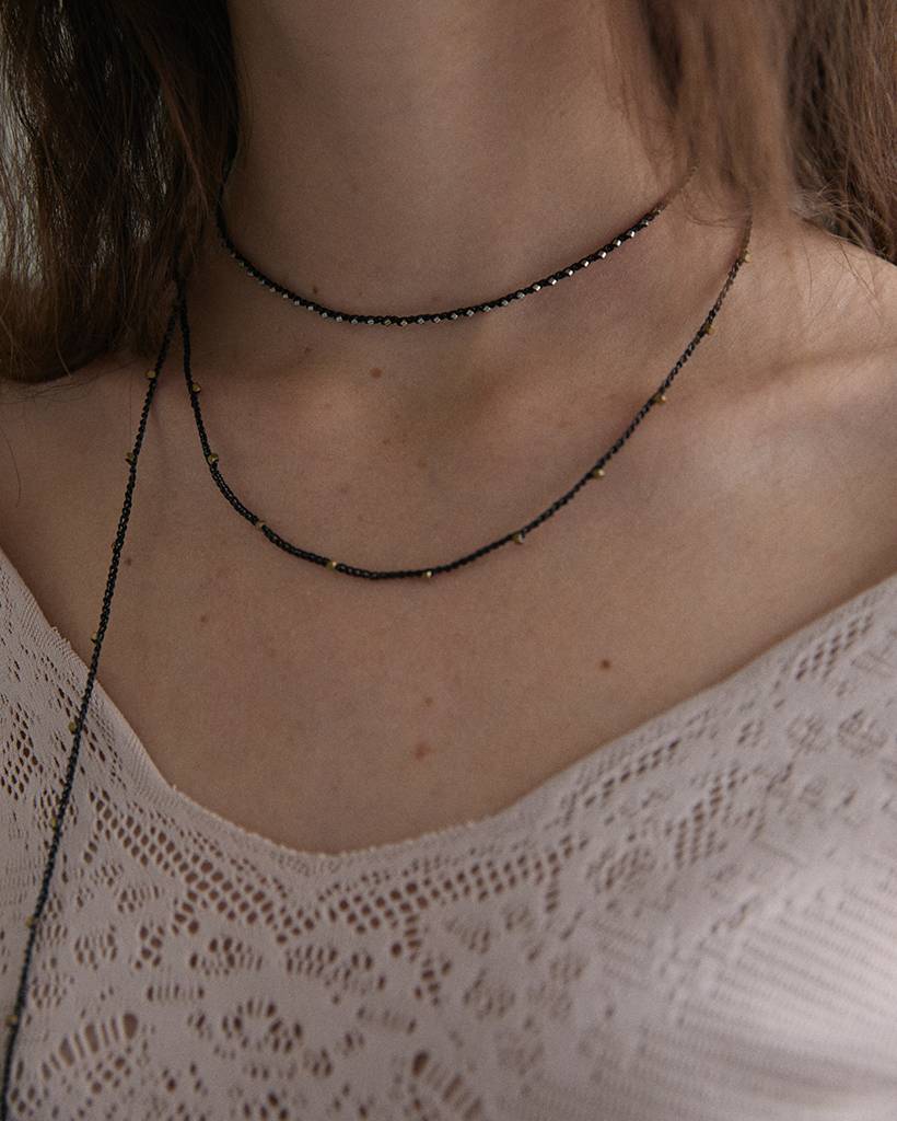 punky salts metallic crochet necklace