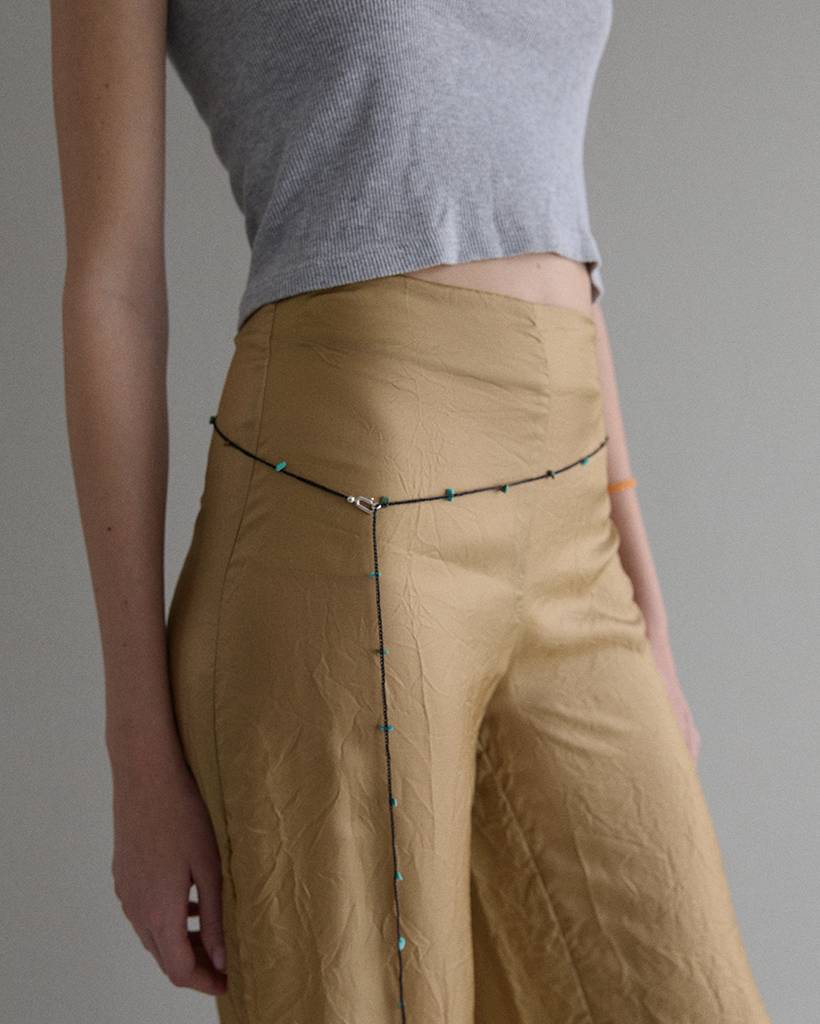 turquoise chips metallic crochet bodychain