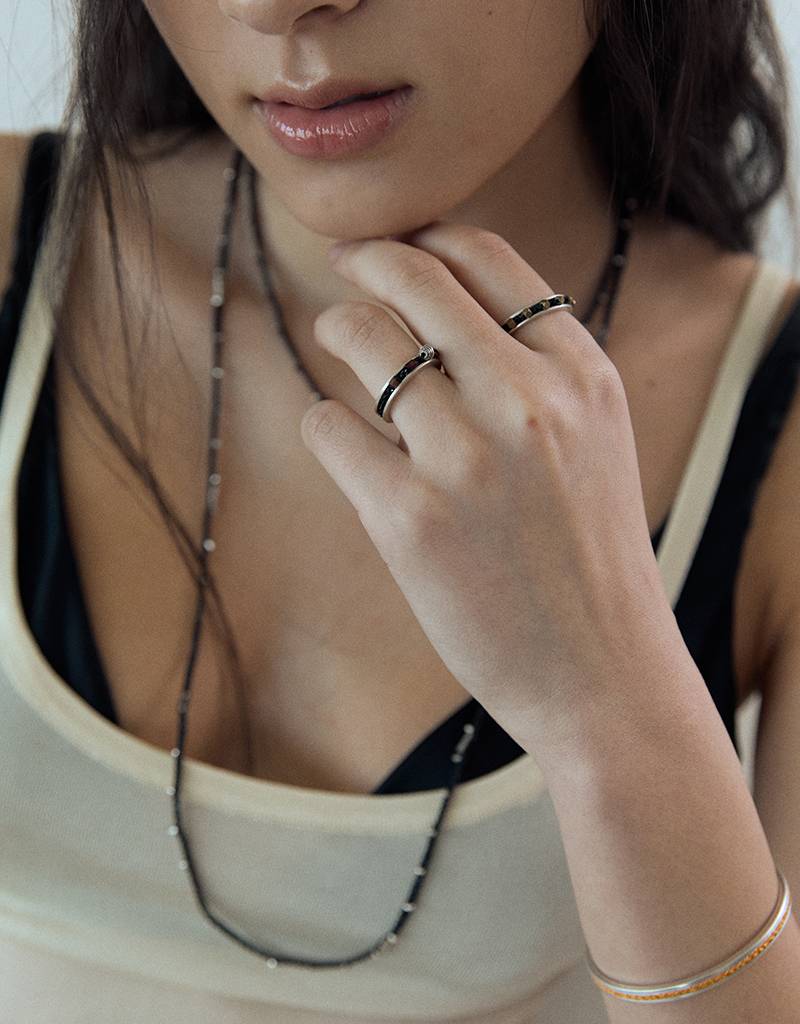 steel stone crochet ring