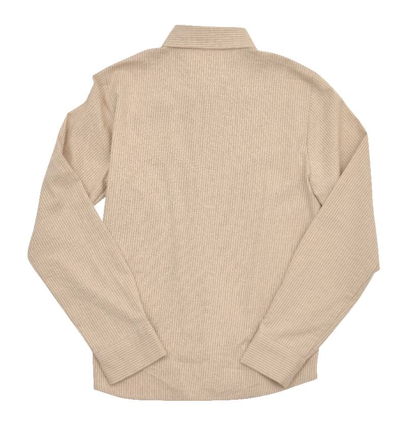 EXTRA BUTTONS STRIPE SHIRTS (BROWN)