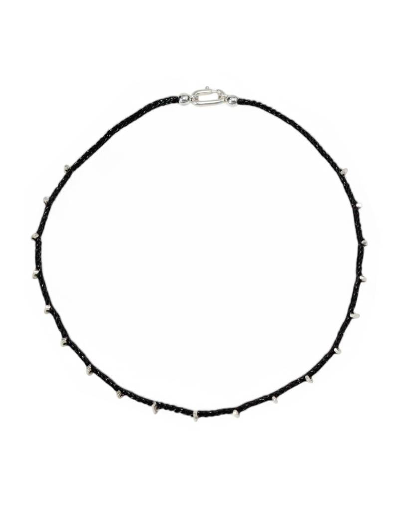silver stick metallic crochet necklace (bold)