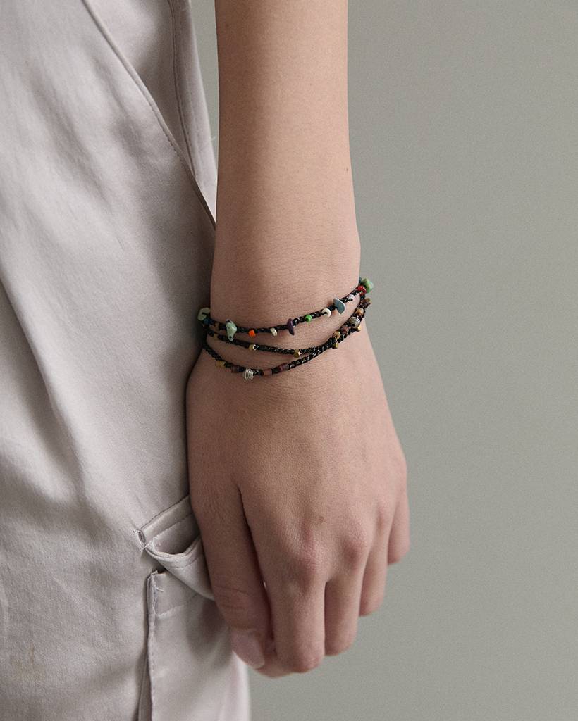 pastry and peanut metallic crochet bracelet