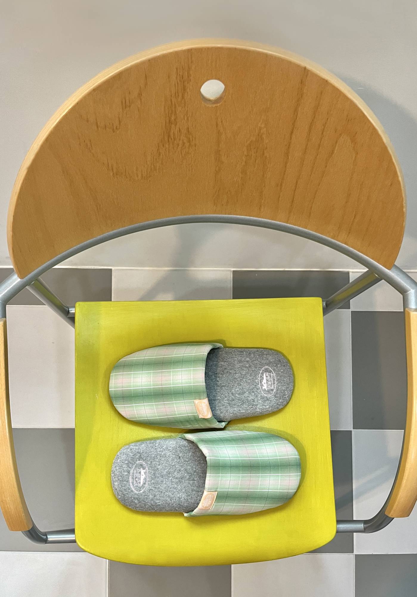 Cutie Check Room Shoes (グリーンチェック+グレー) Lサイズ(255-280)