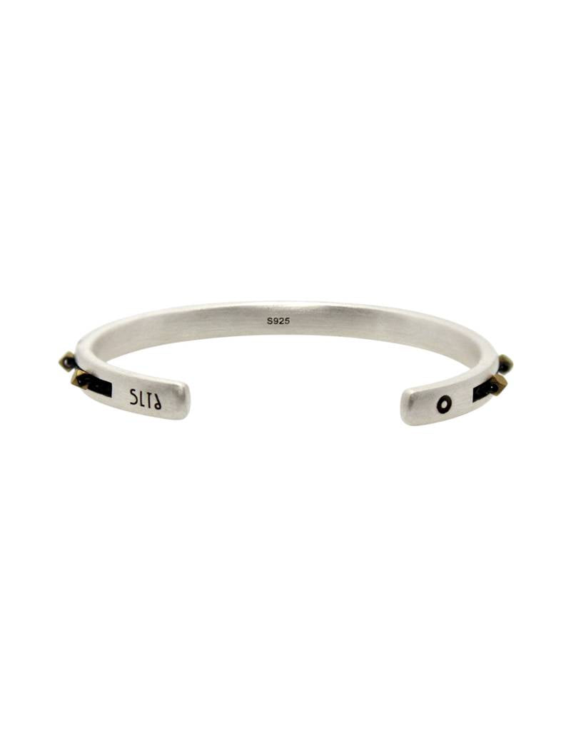 steel stone crochet bangle