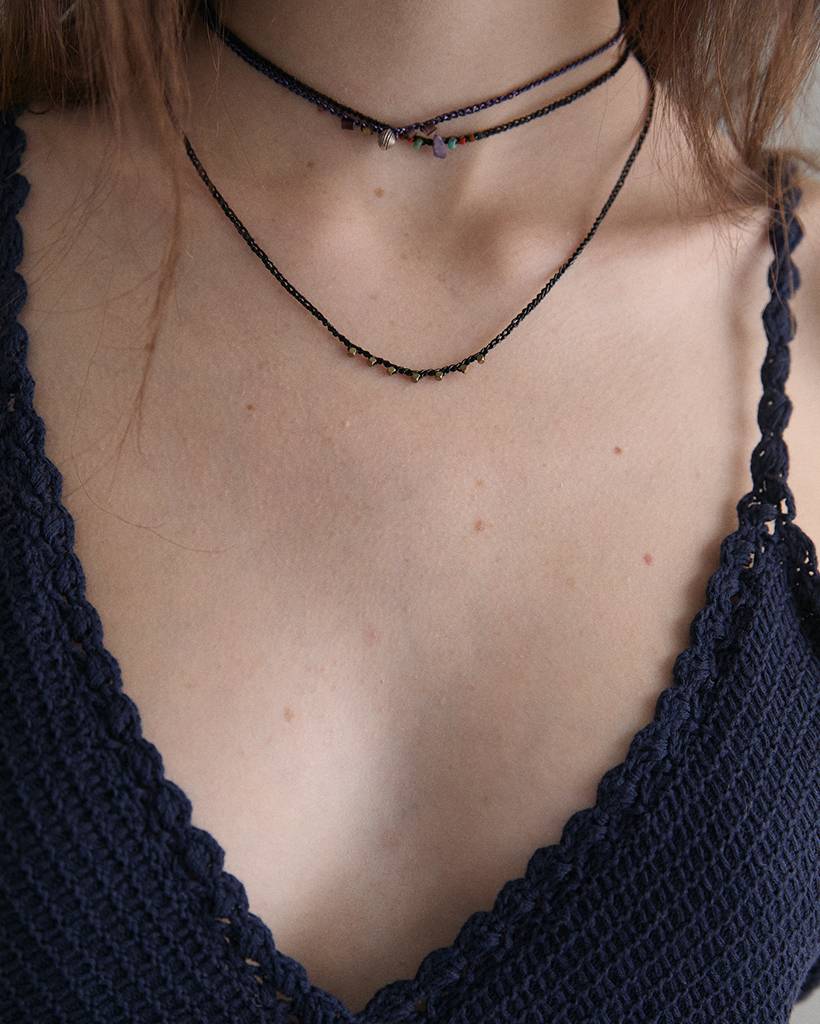 pastry and peanut metallic crochet necklace