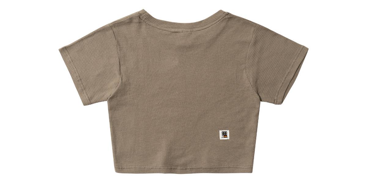NAMIB WAFFLE CROP TOP (KHAKI) - FREAKISH TOWN 프리키쉬 타운 - CAVA LIFE