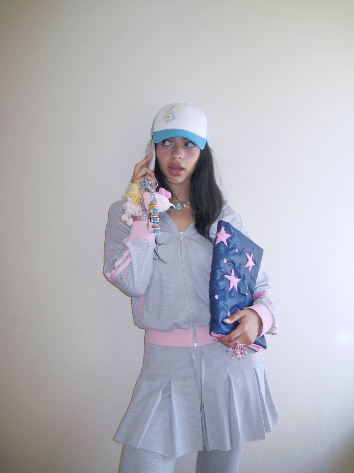 Jumping Star Pouch (pink/navy)