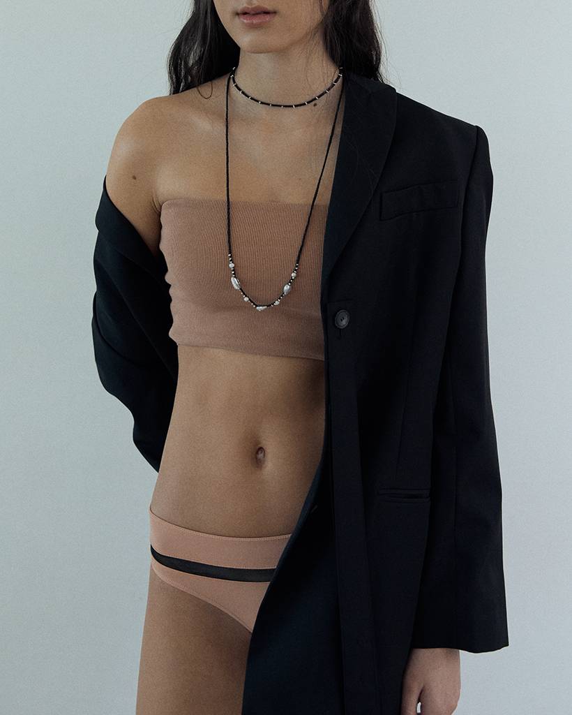 pearl and silver chips metallic crochet necklace & bodychain (bold)