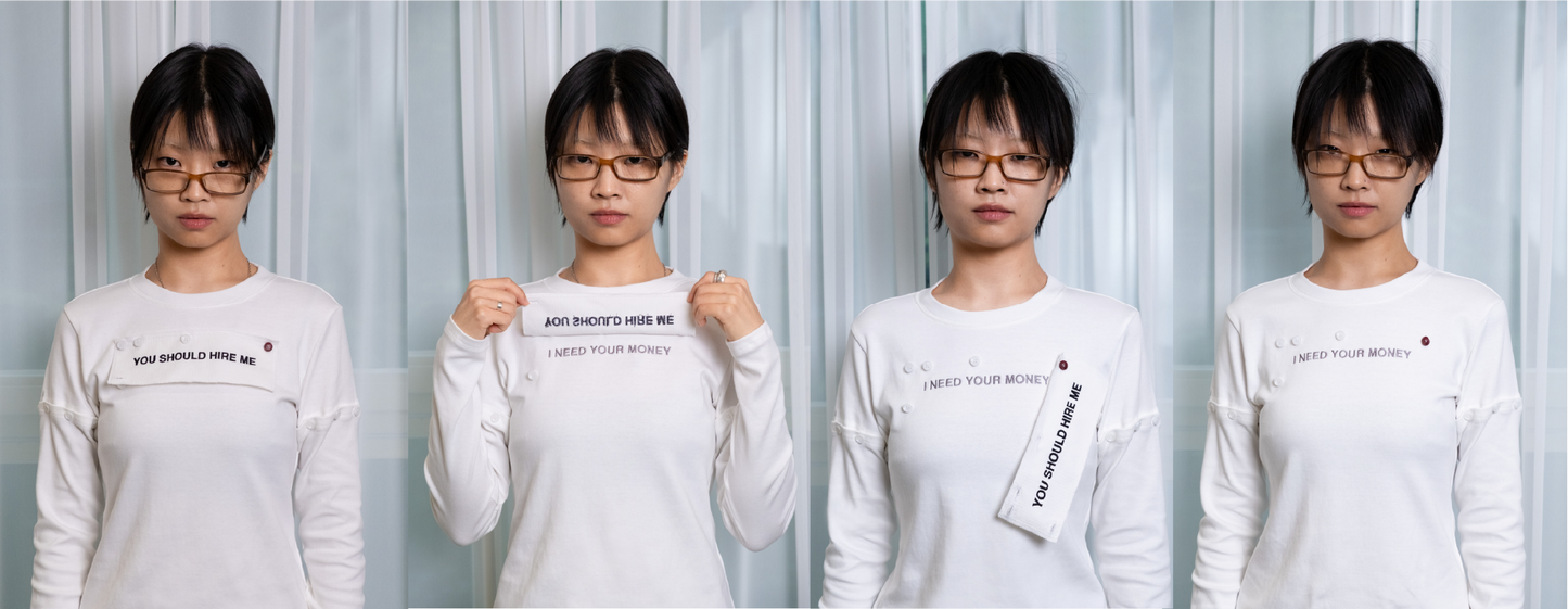 "HIRE ME" CONVERTIBLE  LONG SLEEVE (WHITE)