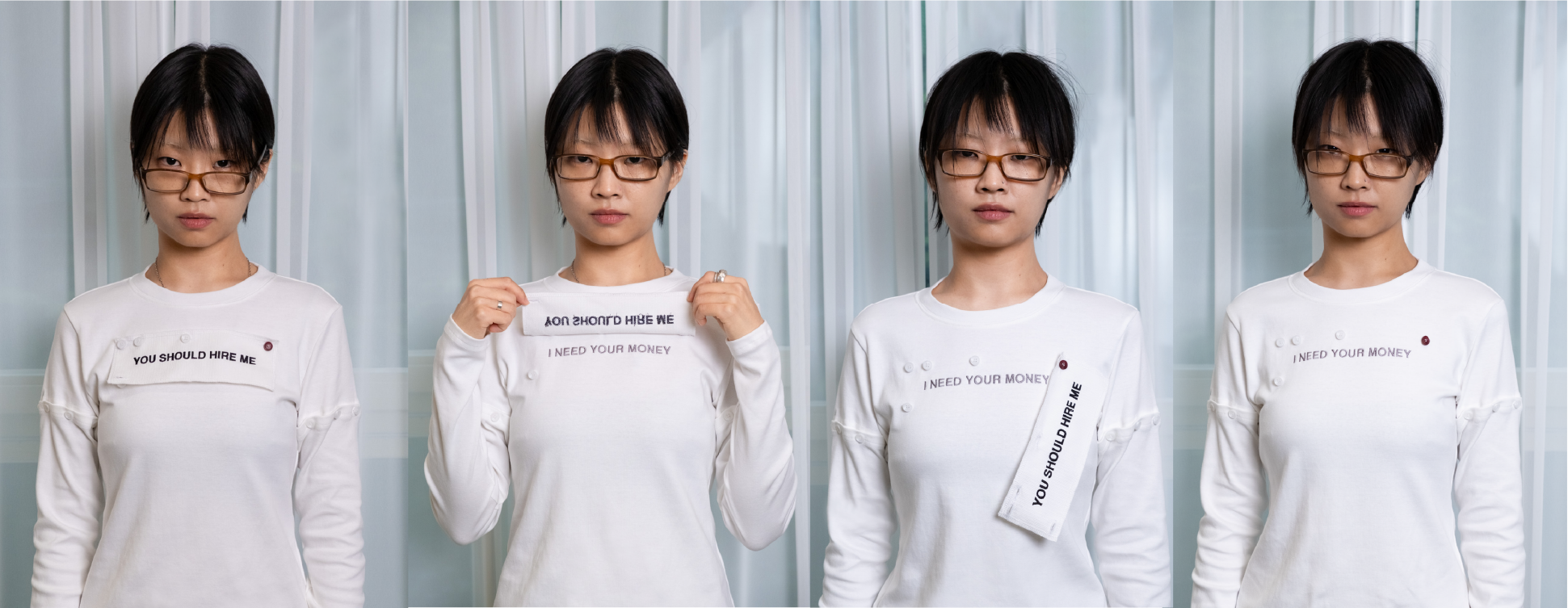 "HIRE ME" CONVERTIBLE  LONG SLEEVE (WHITE)