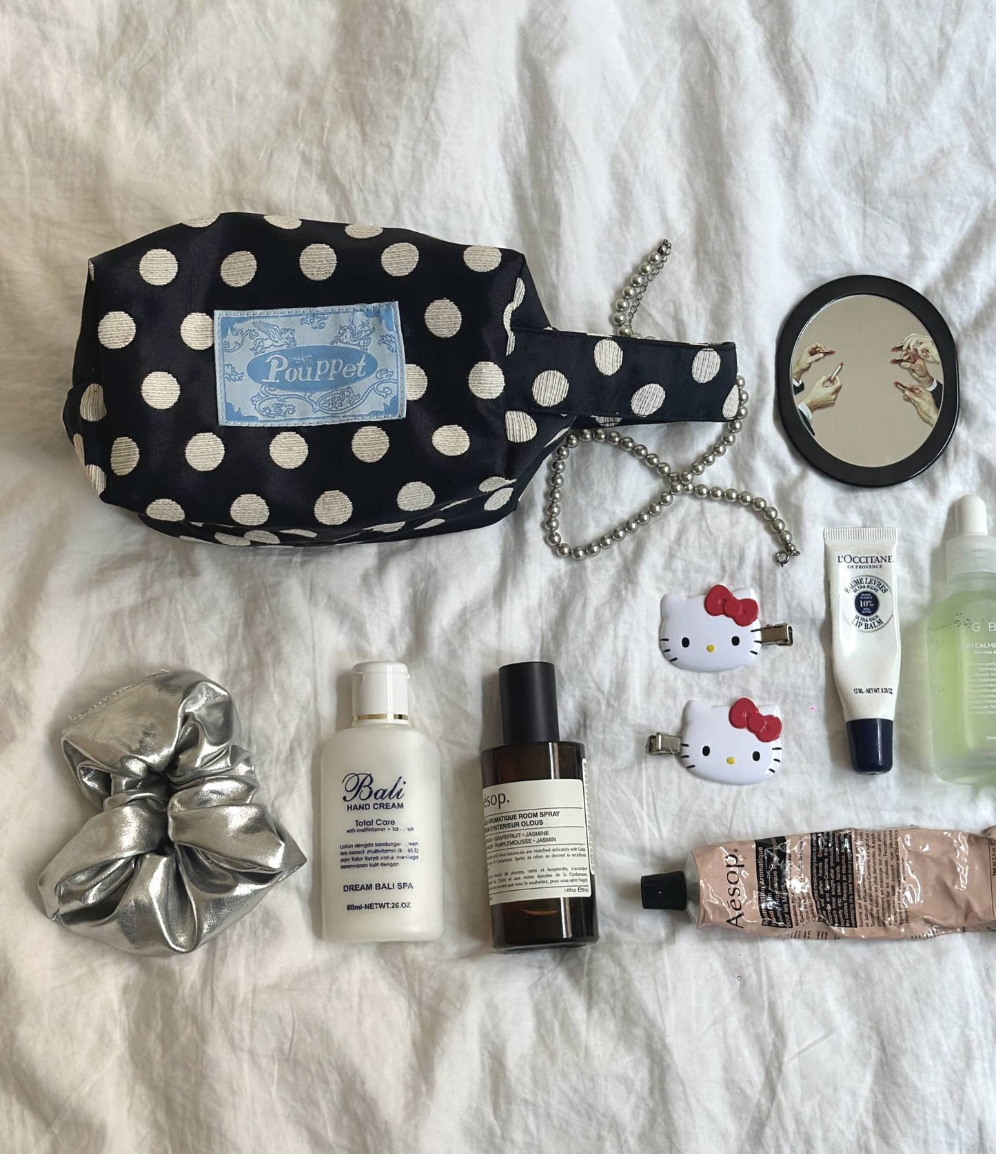 Silky Dot Pouch - Navy