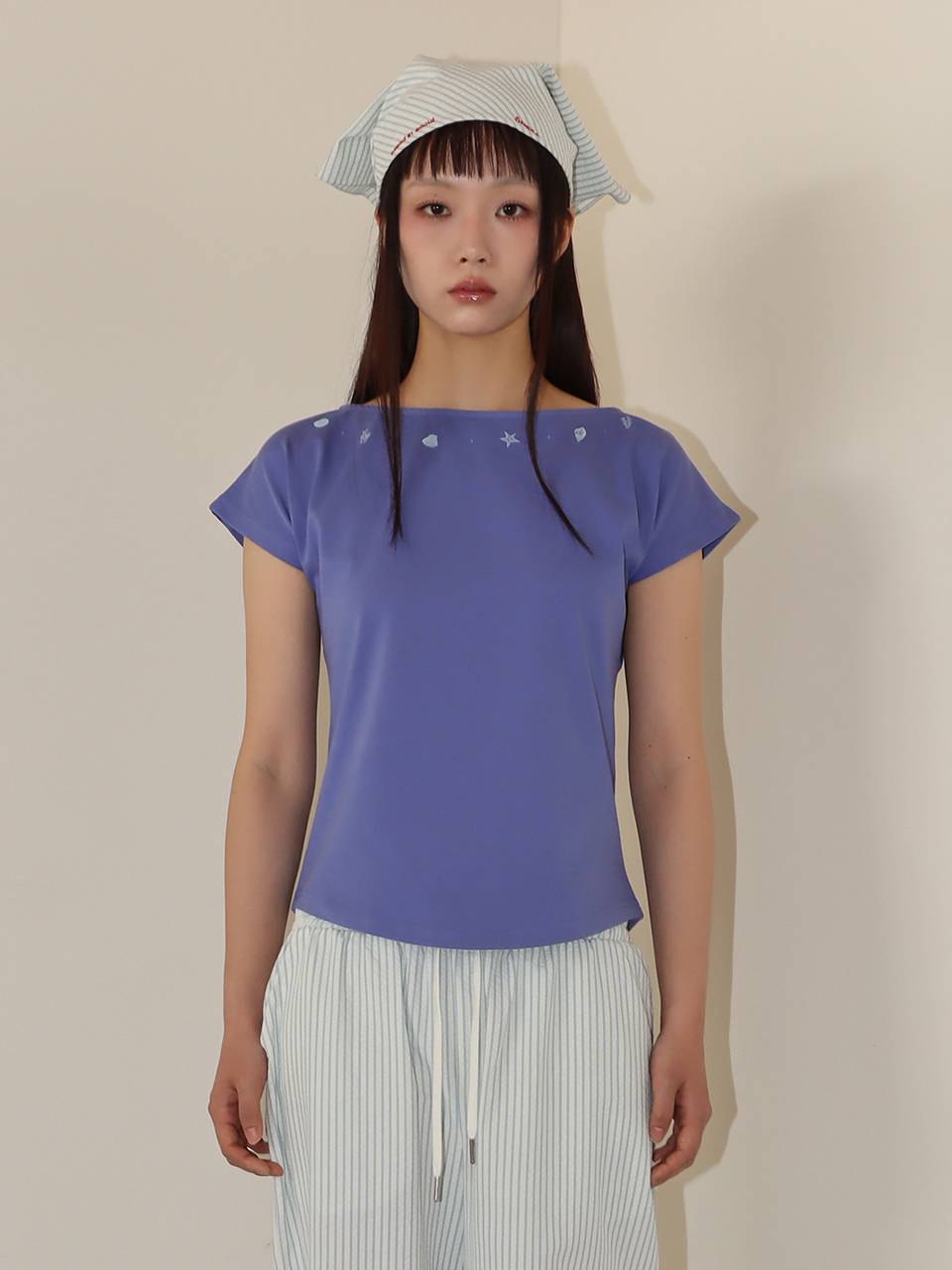 SHELL CAP SLEEVE T (BLUE)
