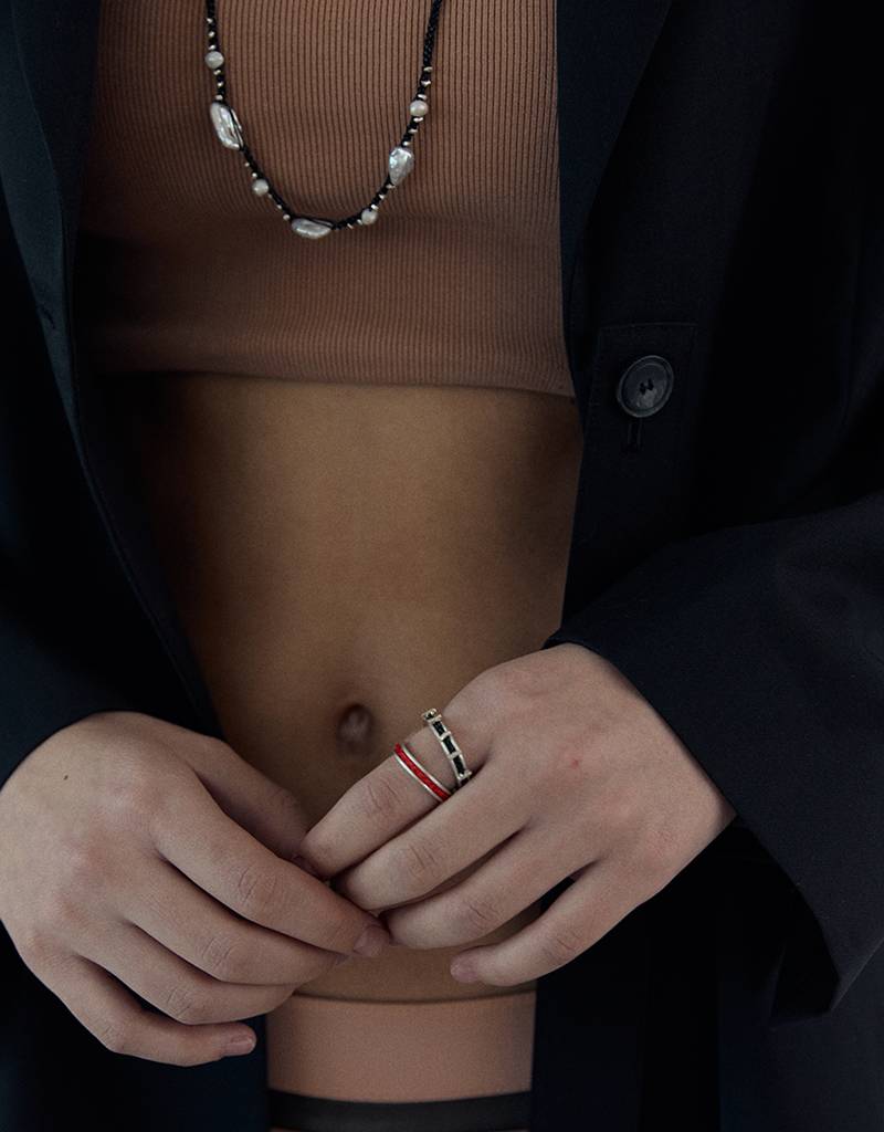 silver sticks crochet ring