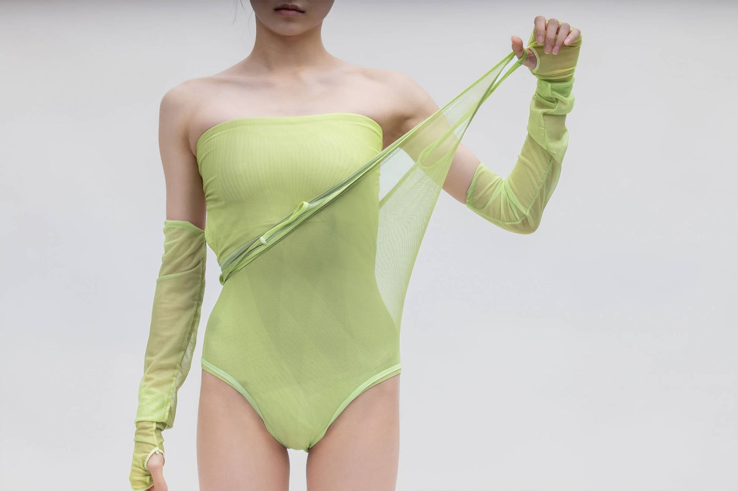 SHEER LAYERED BODYSUIT [LIME]