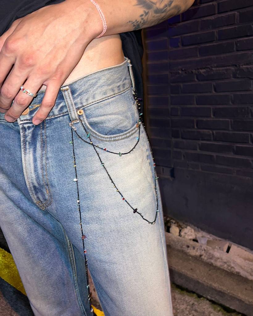 night of village metallic crochet bodychain