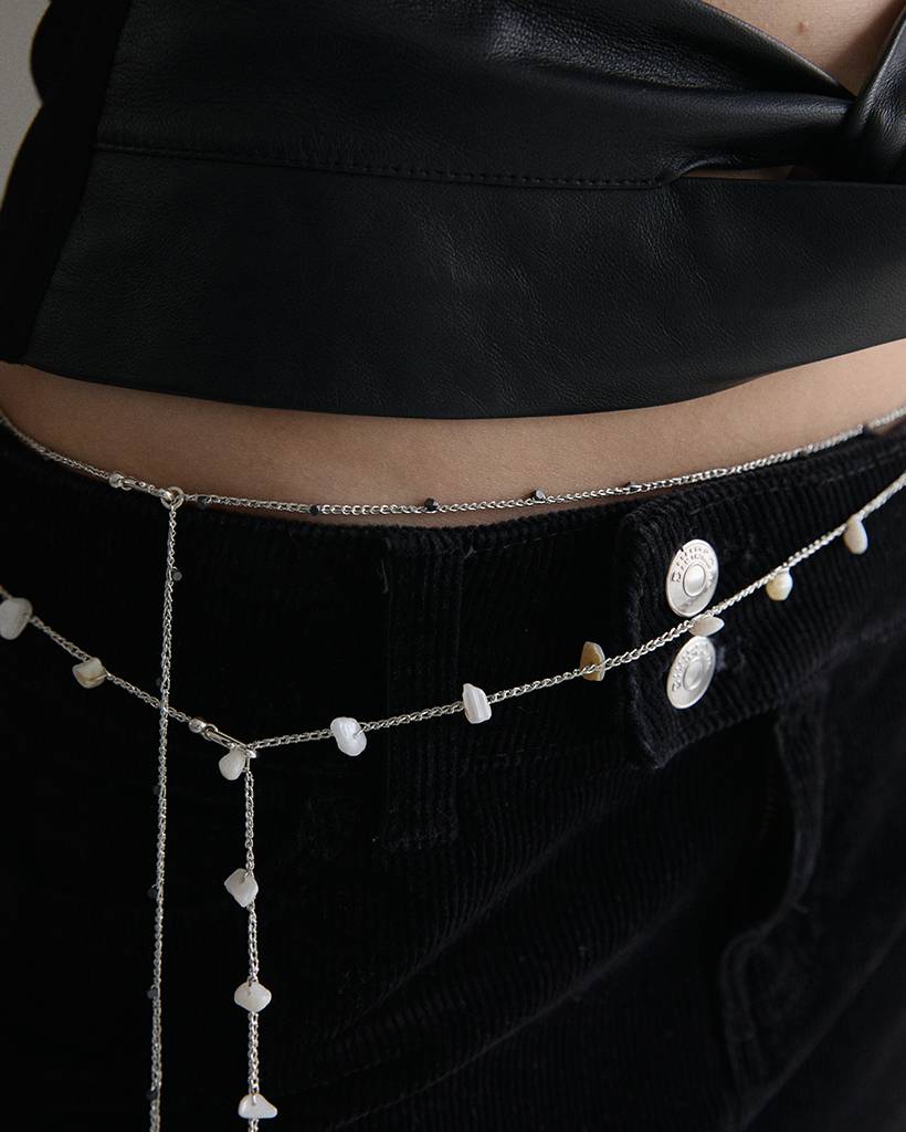 steel stone metallic crochet bodychain