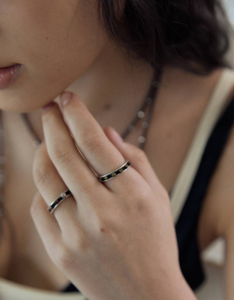 steel stone crochet ring