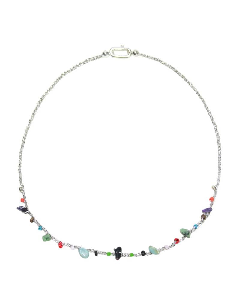 multi-chips metallic crochet necklace