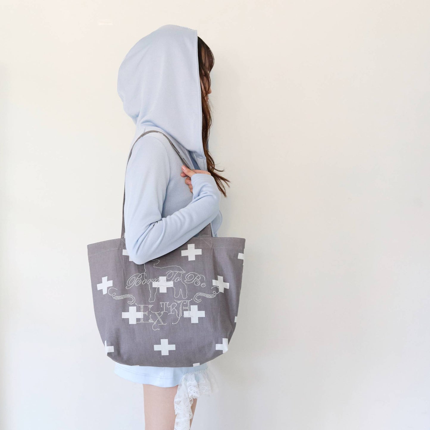 Shiny Stone Hooded Jacket- Pale Blue