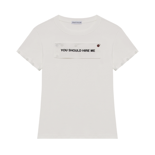 "HIRE ME" CONVERTIBLE  LONG SLEEVE (WHITE)