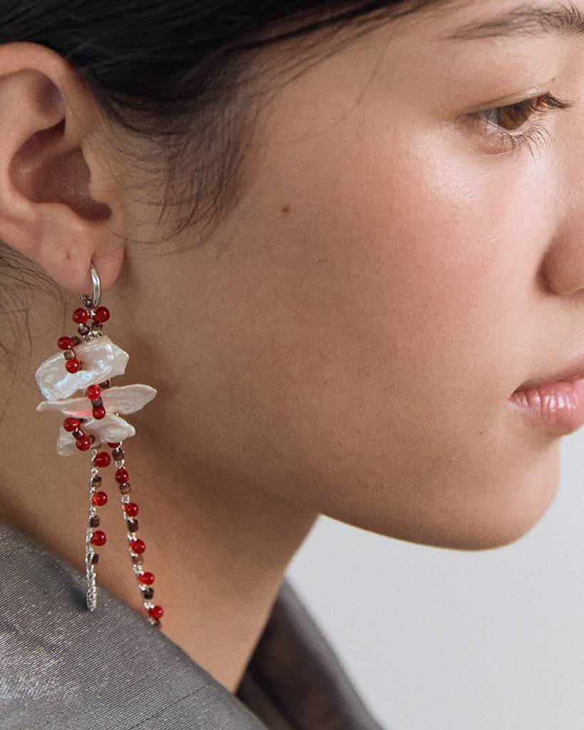 blush blush soluna metallic crochet earring