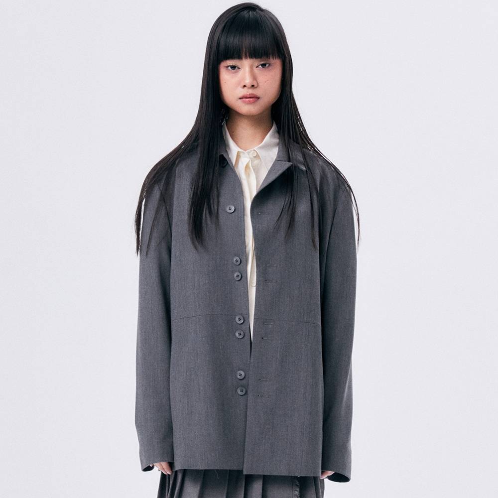 UNBALANCE COLLAR JACKET / GRAY - HALOMINIUM  할로미늄 - CAVA LIFE