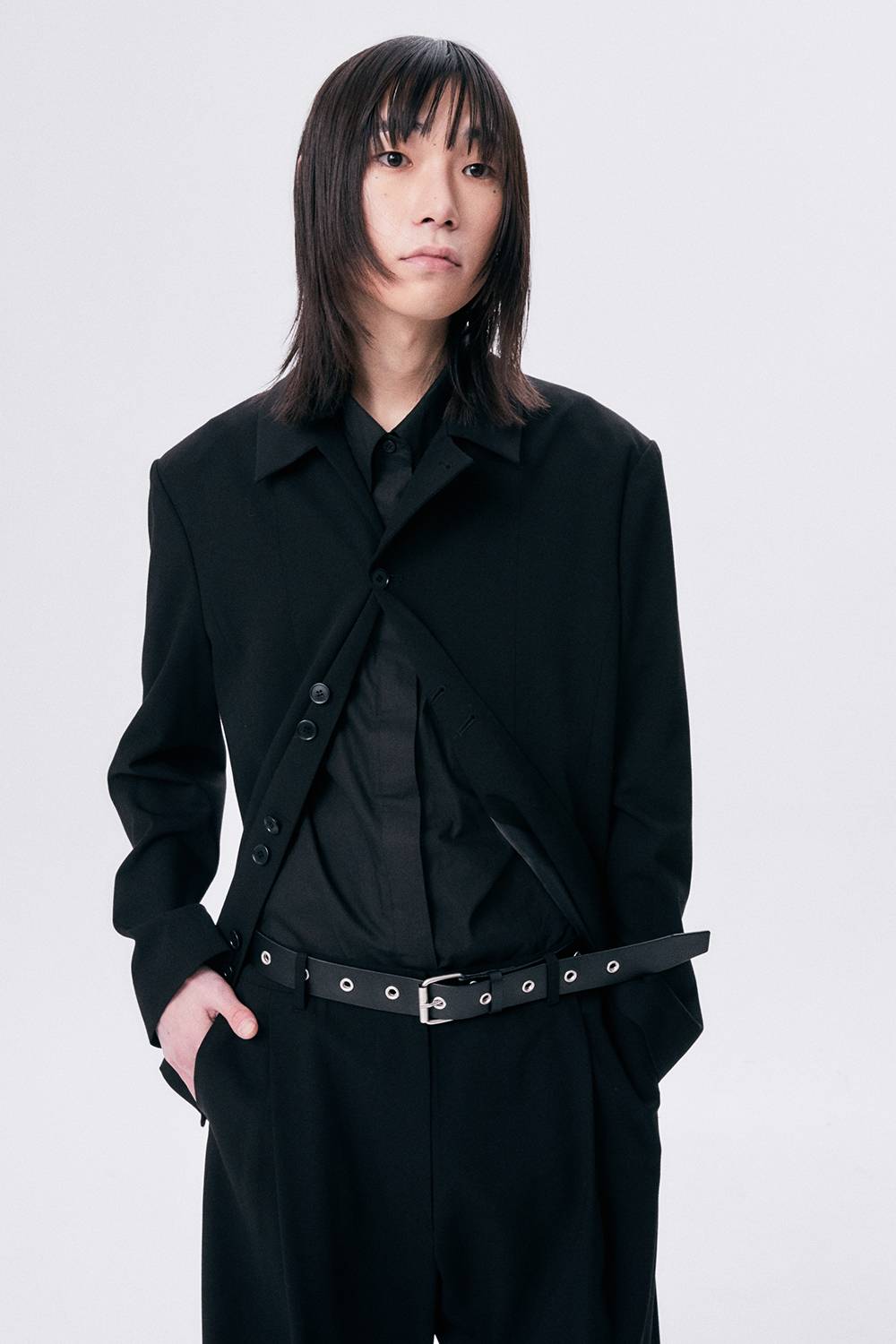UNBALANCE COLLAR JACKET / BLACK - HALOMINIUM  할로미늄 - CAVA LIFE