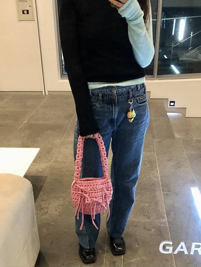 Ribbon Shoulder Bag / 리본 숄더백 - Pink - saltybutterhandworks 솔티버터핸드웍스 - CAVA LIFE