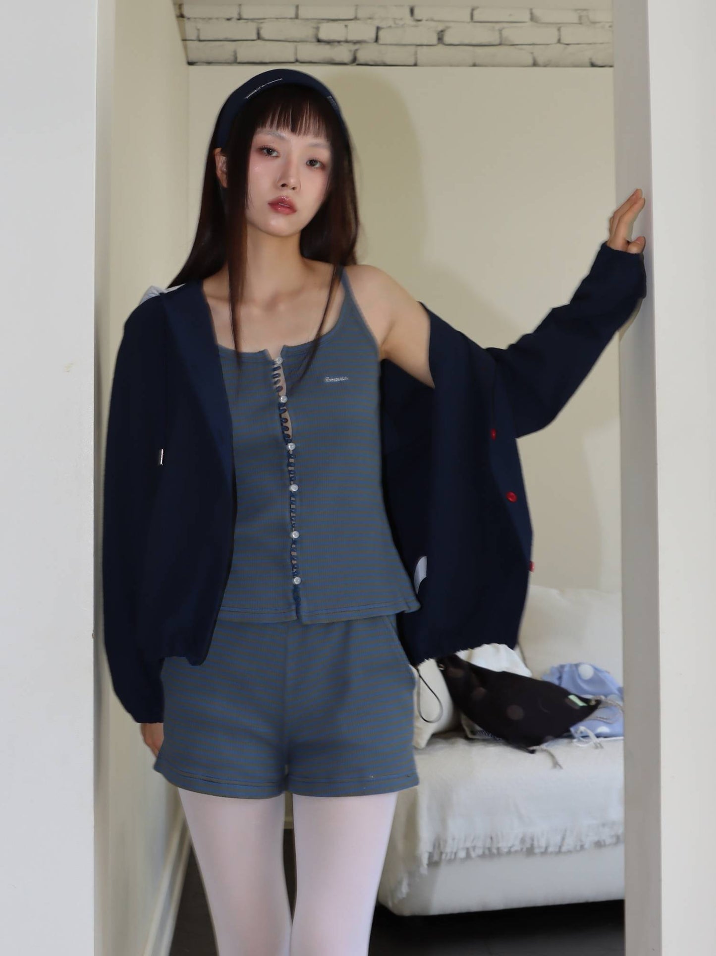 STRIPE JERSEY SET UP (BLUE)