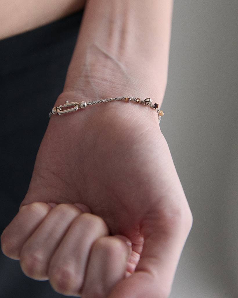 pastry and peanut metallic crochet bracelet