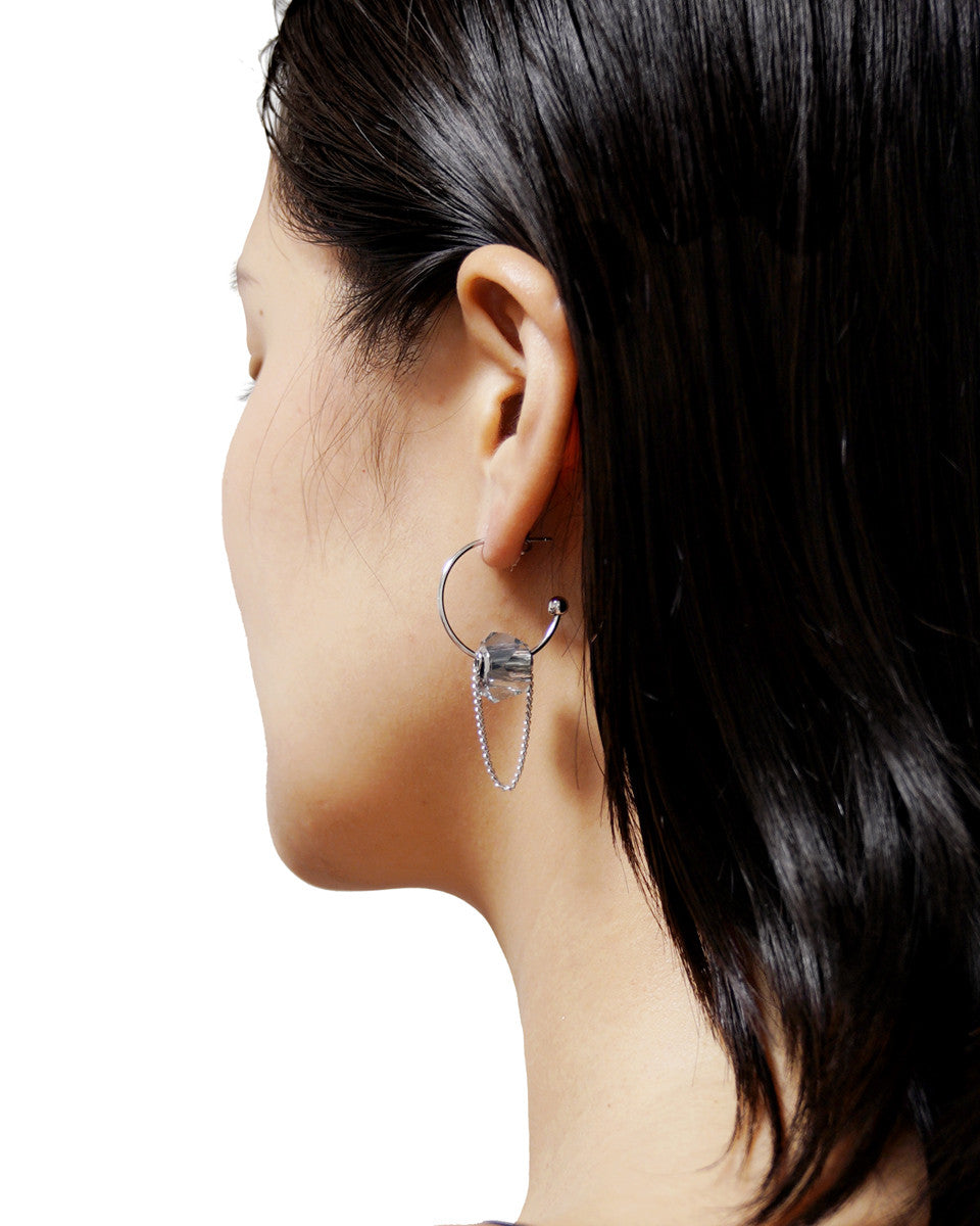 Grey Glass Single Earring│그레이 글라스 한쪽 귀걸이 - Pauline Louise 폴린루이즈 - CAVA LIFE