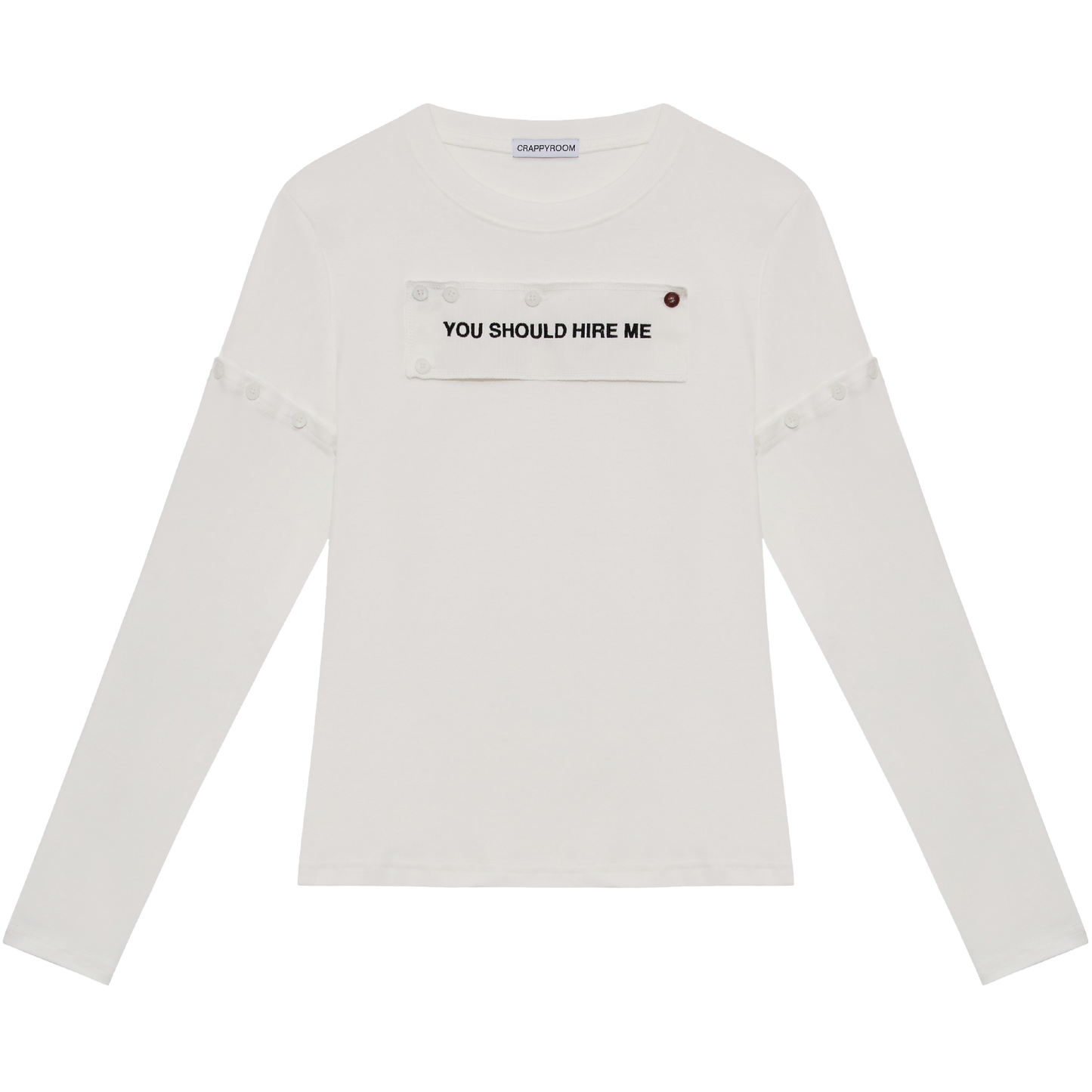 "HIRE ME" CONVERTIBLE  LONG SLEEVE (WHITE)
