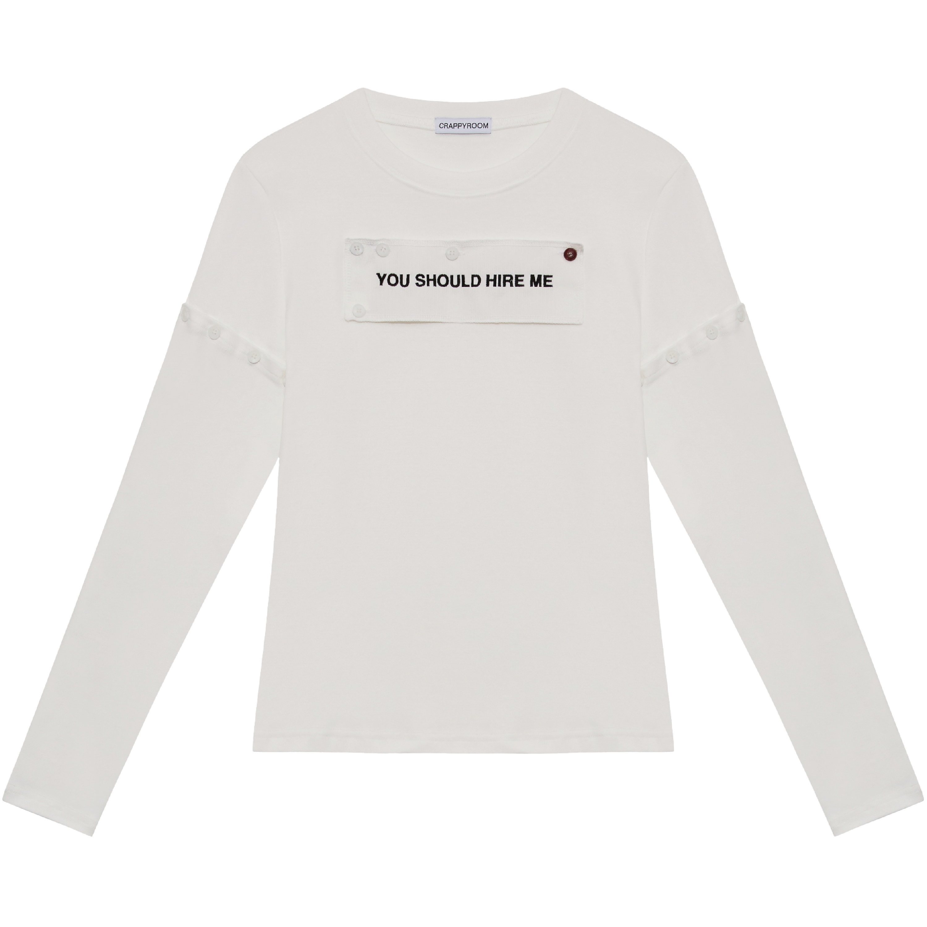 "HIRE ME" CONVERTIBLE  LONG SLEEVE (WHITE)
