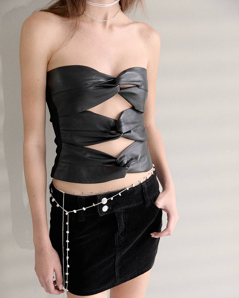 steel stone metallic crochet bodychain