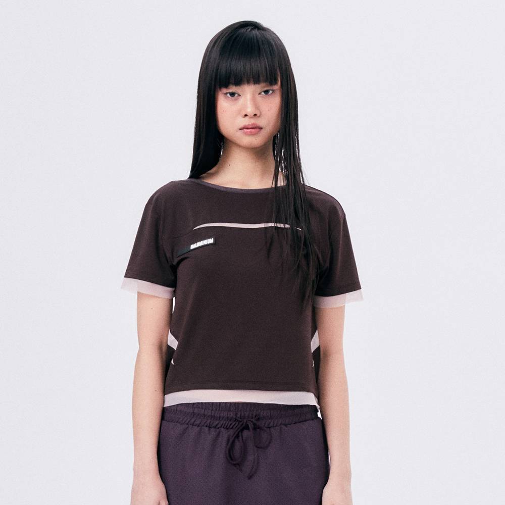 MESH SPORTS TEE / BROWN - HALOMINIUM  할로미늄 - CAVA LIFE