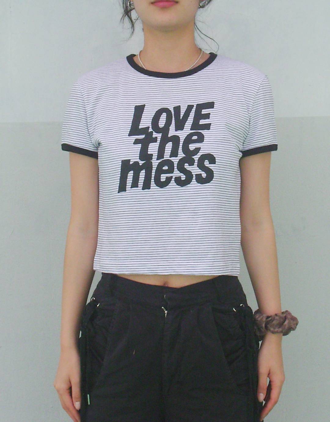 LTM Stripe Crop T-shirt (WHITE)